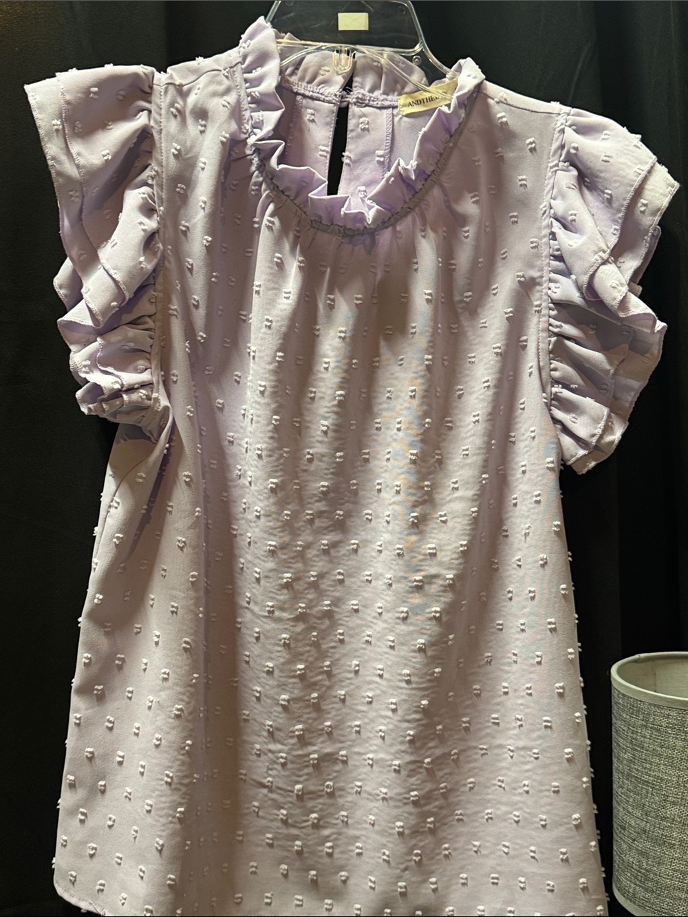 Women's Lilac-Lavender Ruffled Short-Sleeve blouse